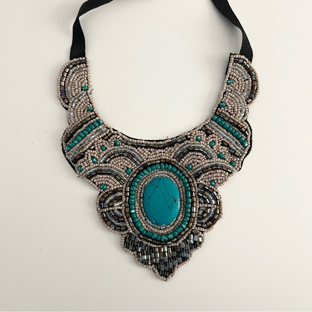 Beautiful Boho beaded turquoise statement necklace